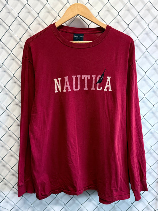 Nautica Sailing Spell Out Graphic Long Sleeve Shirt Size Medium