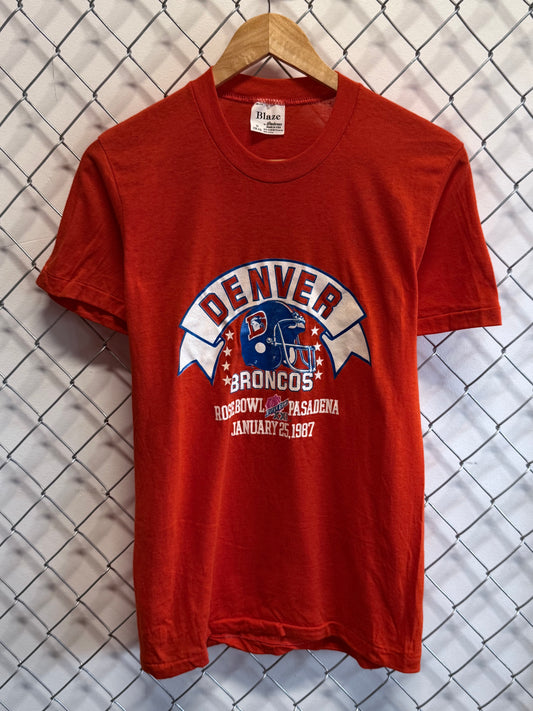 Vintage 1987 Denver Broncos Rose Bowl Pasadena NFL Tee Size Medium