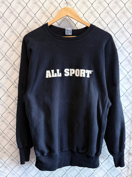 Vintage 90's Champion All Sport NCAA Reverse Weave Black Sweater Size XL