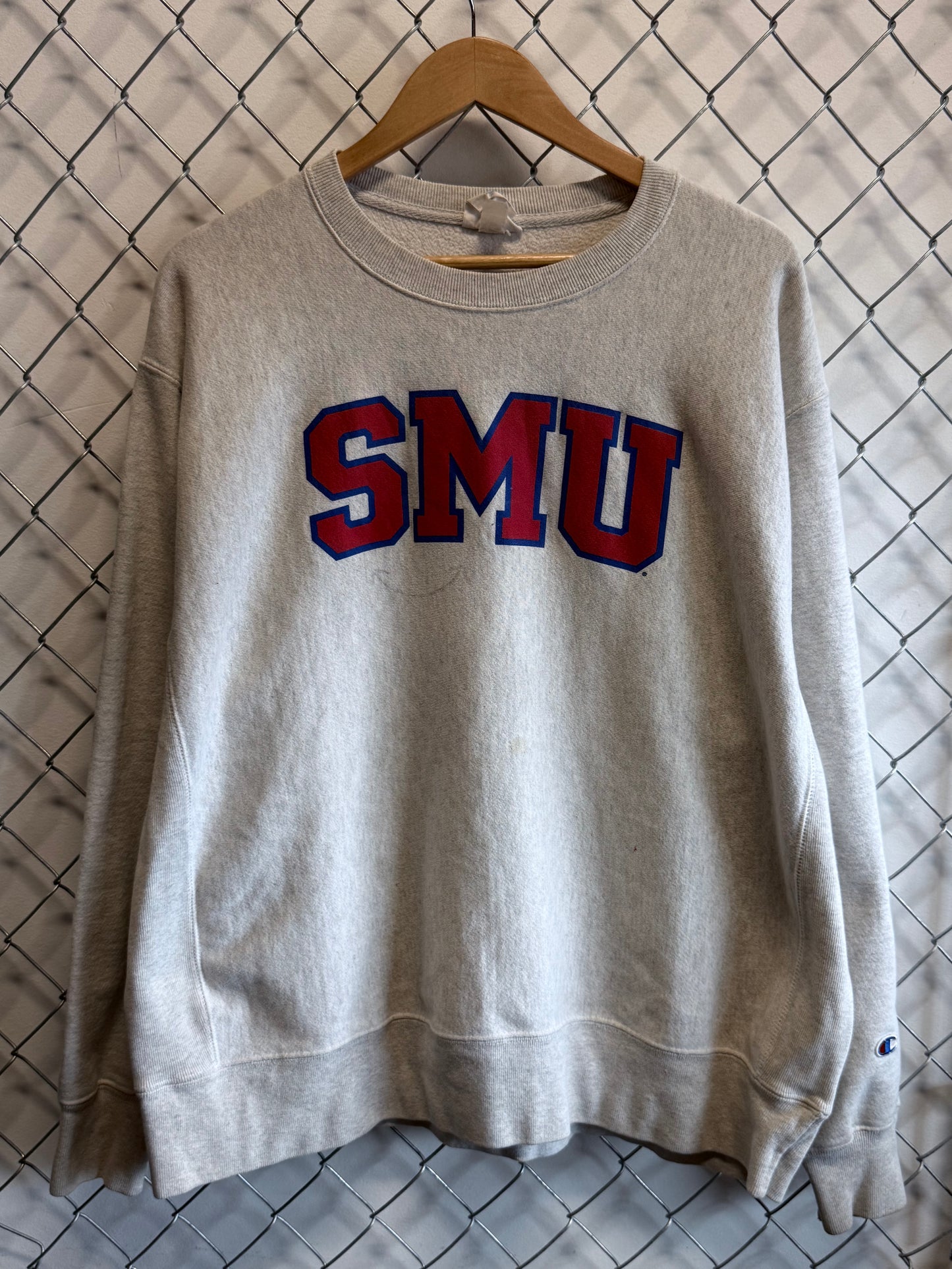Vintage Y2K Champion SMU Blue Ponies Reverse Weave Sweater Size XL