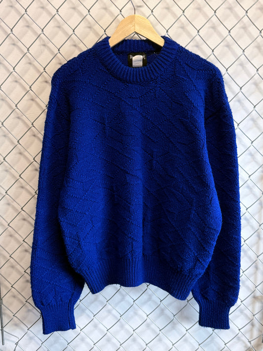 Vintage 80's Royal Knight Blue Acrylic Knit Sweater Size Large