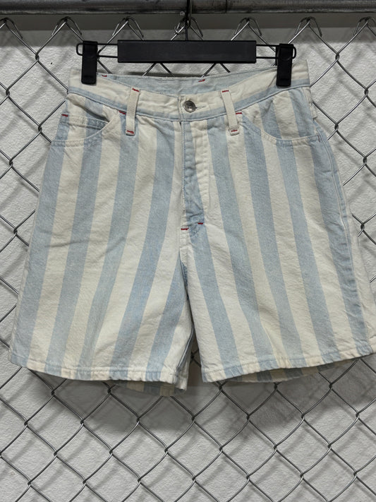 Vintage 90's Women's Whooz Blooz Striped Denim High Waist Shorts Size 26