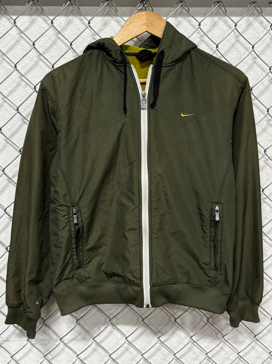 Vintage Y2K Olive Green Nike Zip Up Windbreaker Jacket Size Medium