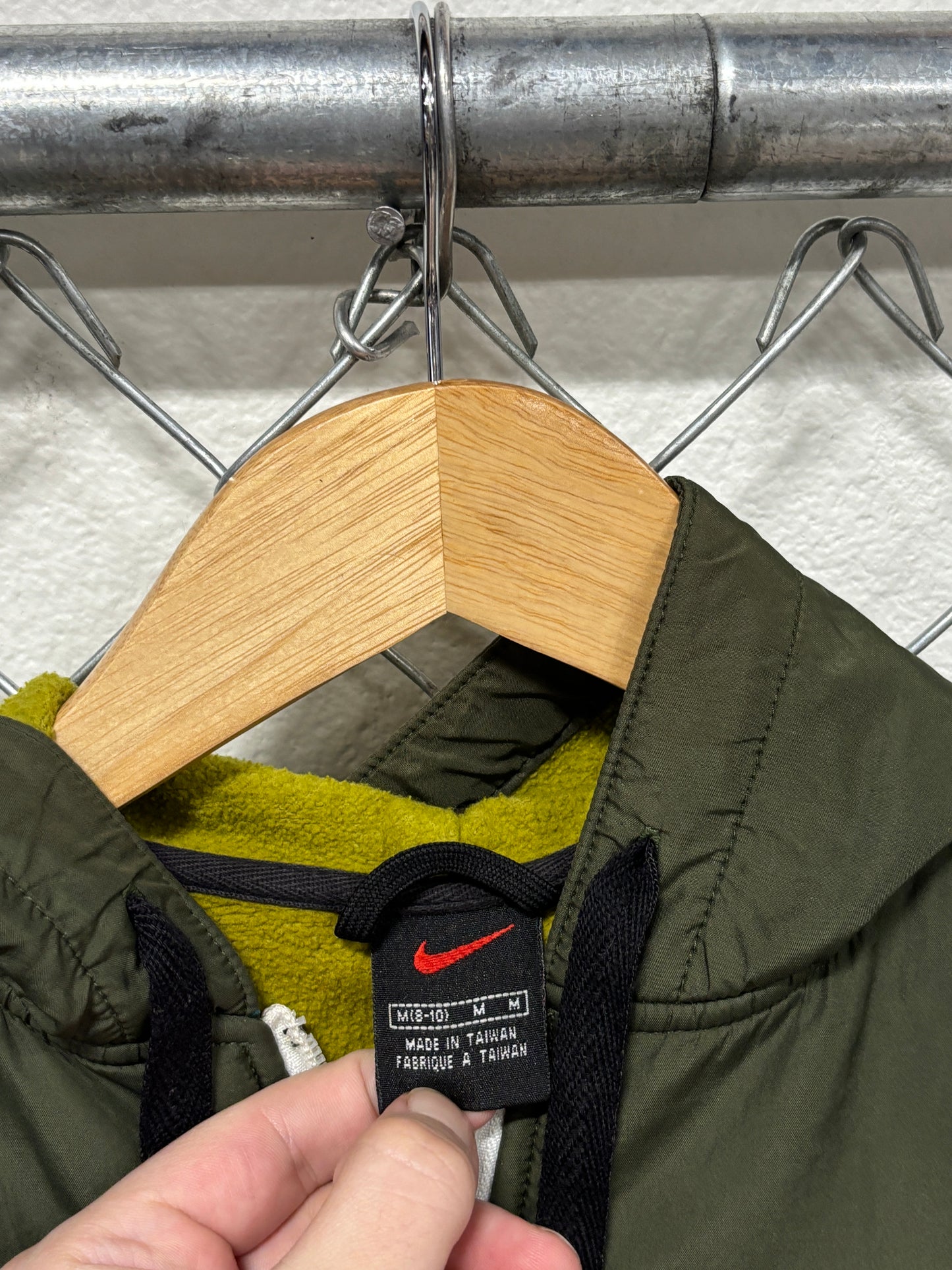 Vintage Y2K Olive Green Nike Zip Up Windbreaker Jacket Size Medium