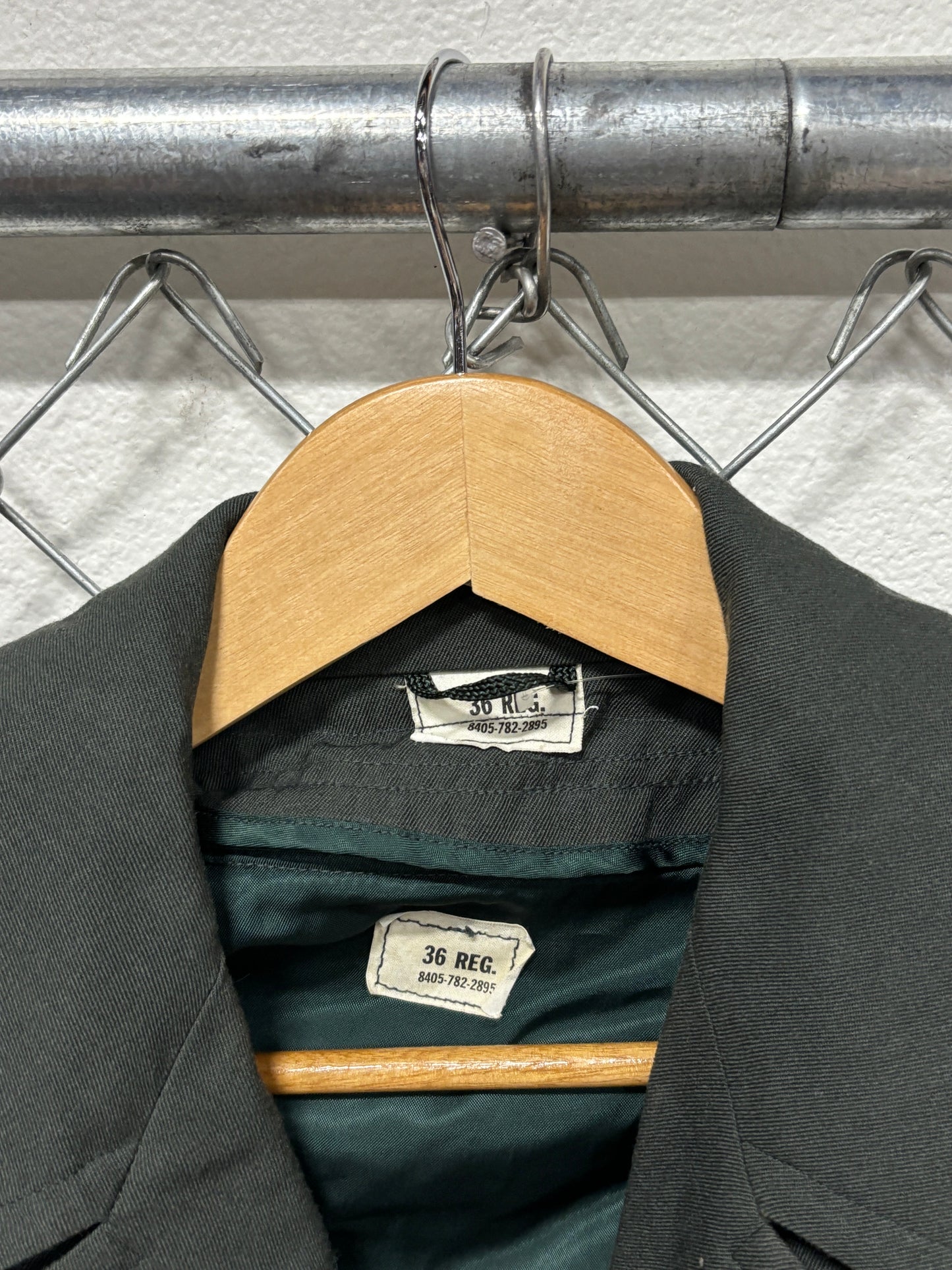 Vintage Military Issued Green Overcoat Gabardine Size 36 M/L