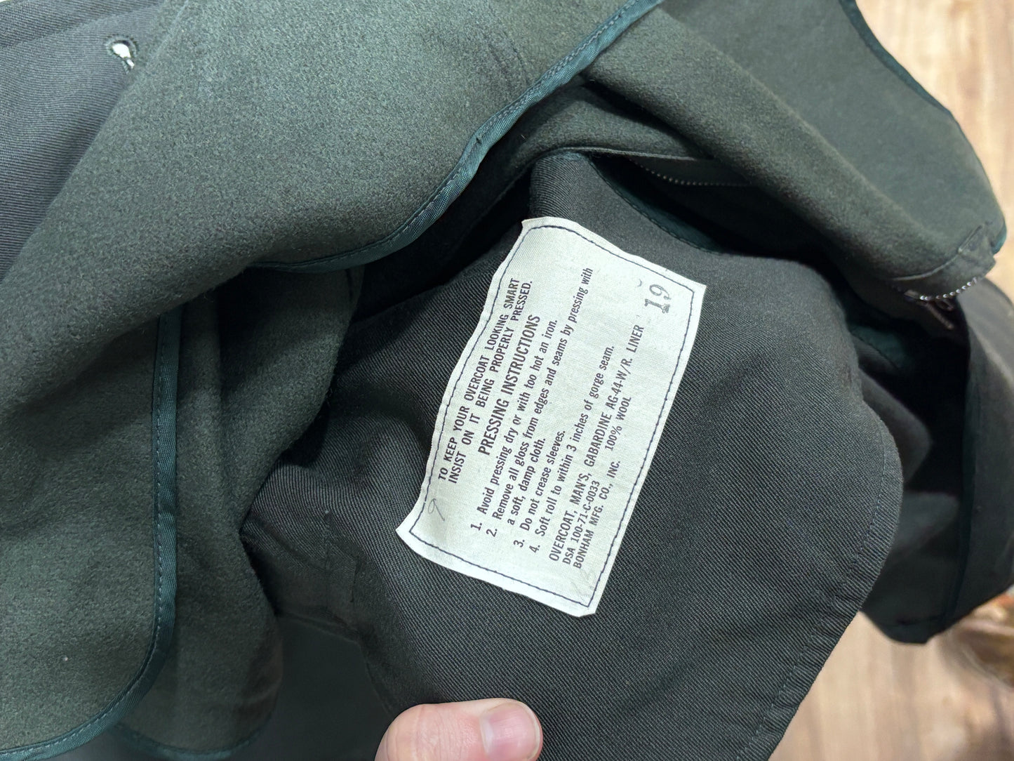 Vintage Military Issued Green Overcoat Gabardine Size 36 M/L