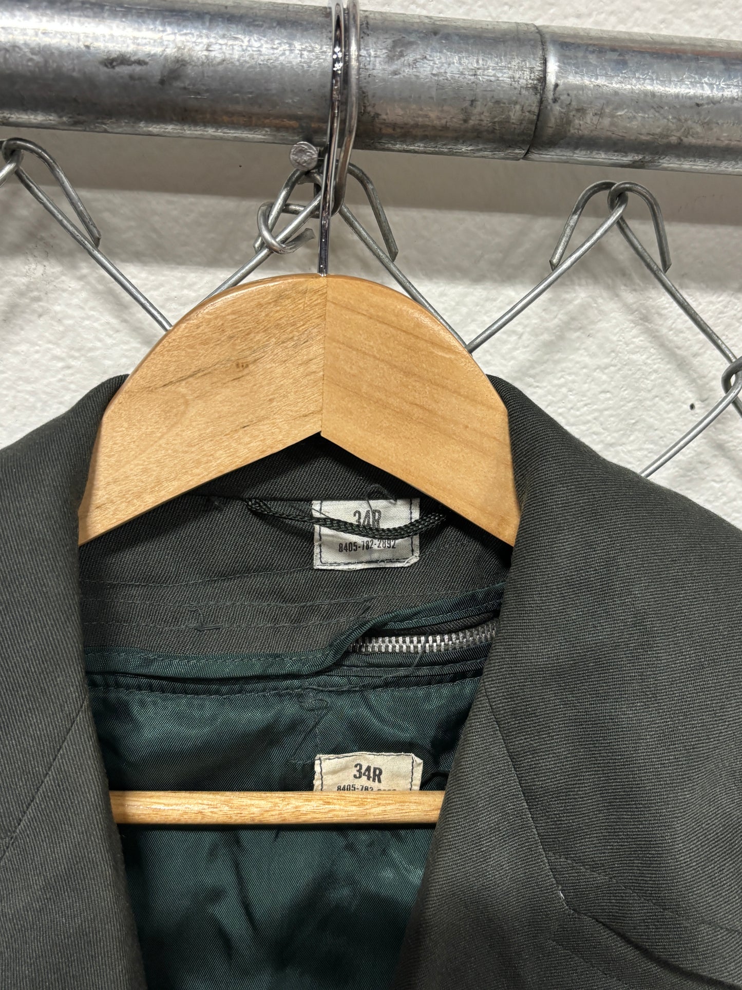 Vintage Military Issued Green Overcoat Gabardine Size 34 M/L