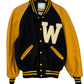Vintage de Long Black Yellow Varsity Jacket W Size 42