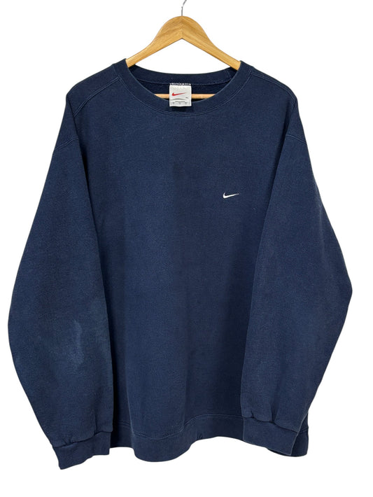 Vintage 90's Nike Navy Blue Small Embroidered Swoosh Sweater Size XL