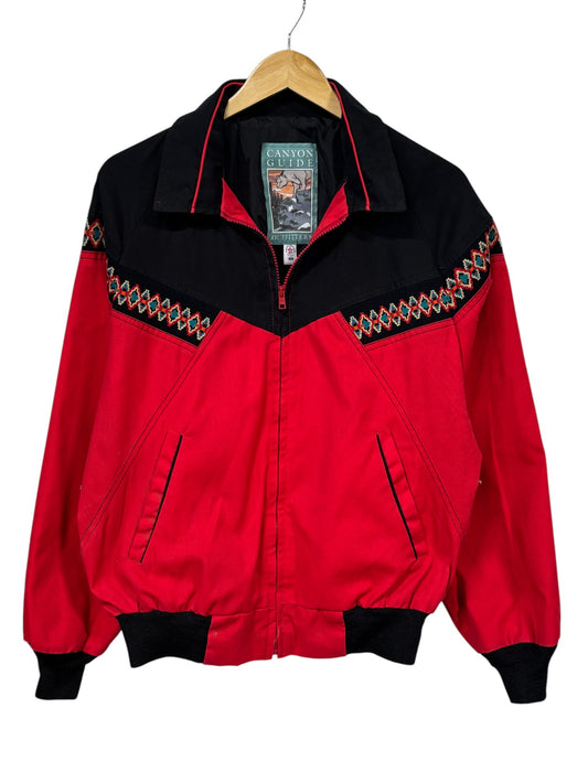 Vintage Canyon Guide Red Black Aztec Stripe Workwear Jacket Size Medium