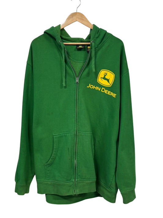 John Deere Classic Green Logo Zip Up Hoodie Size XXL
