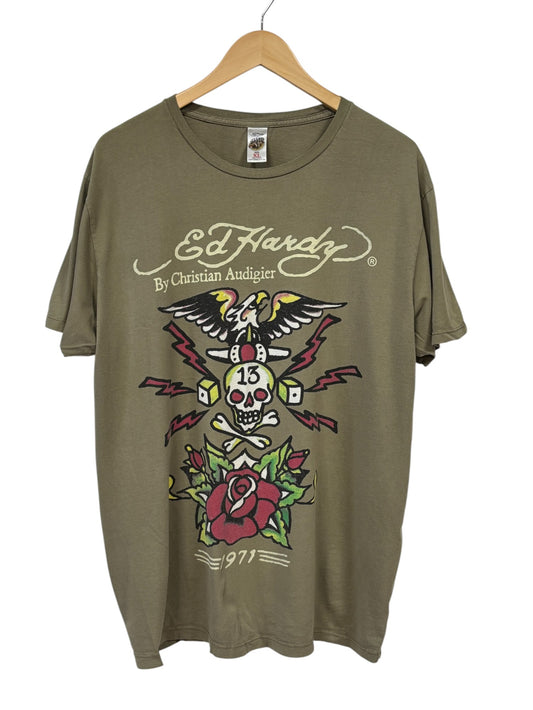 Vintage Y2K Ed Hardy 1971 American Traditional Graphic Tee Size XL