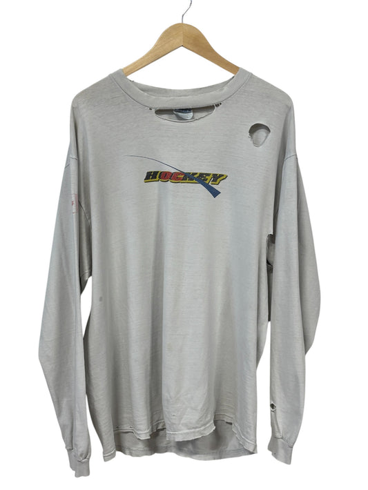 Vintage Y2K Thrashed Hockey Tournament Long Sleeve Shirt Size XL