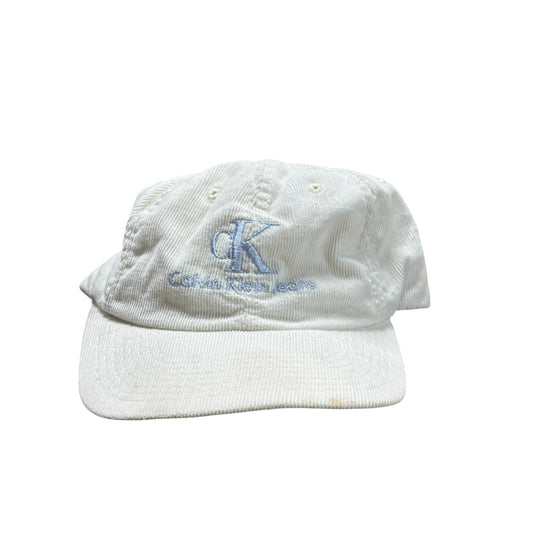 Vintage 90's Calvin Klein Corduroy White Snapback Hat