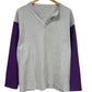 Vintage 90's Grey Purple Henley Long Sleeve Shirt Size Large
