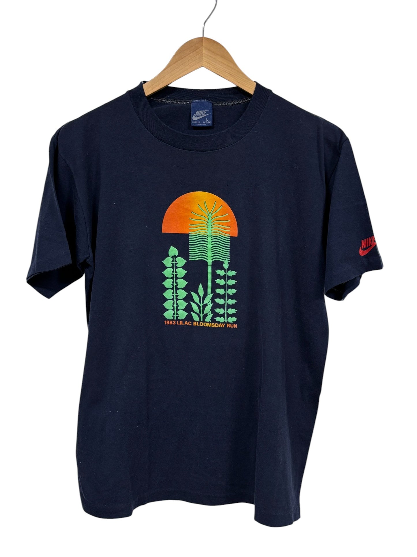 Vintage 1983 Nike Blue Tag Lilac Bloomsday Marathon Graphic Tee Size Medium