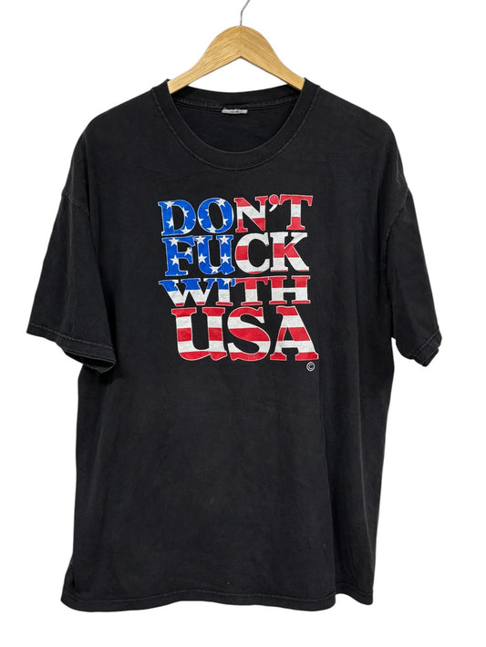 Vintage Y2K Don't F With USA Flag Graphic Tee Size XL