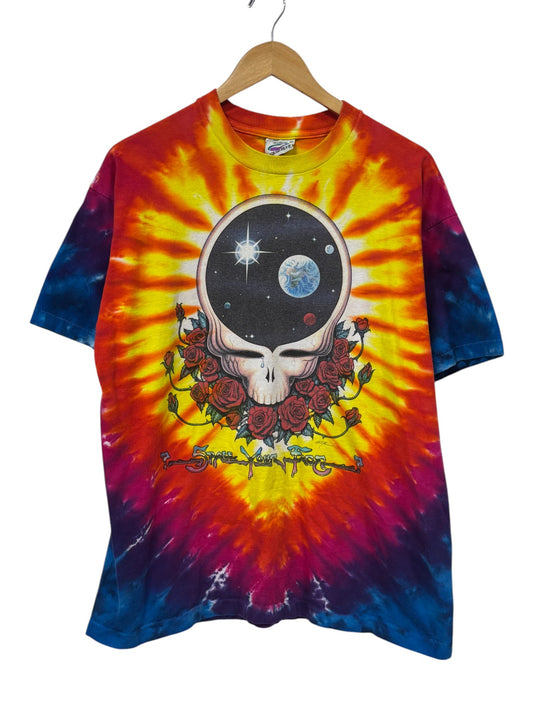 Vintage 90's Liquid Blue Grateful Dead Space Your Face Tie Dye Tee Size XL