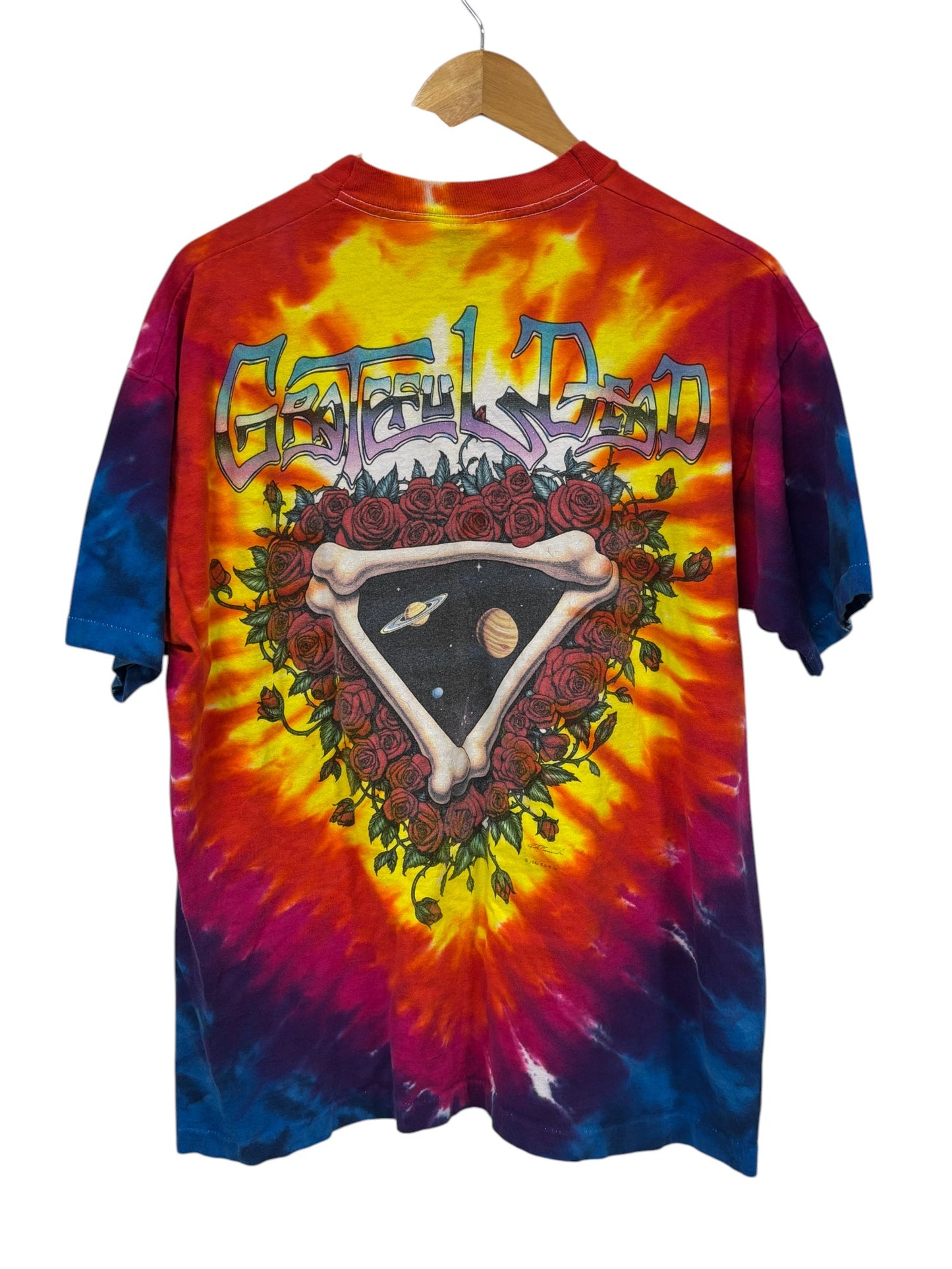 Vintage 90's Liquid Blue Grateful Dead Space Your Face Tie Dye Tee Size XL