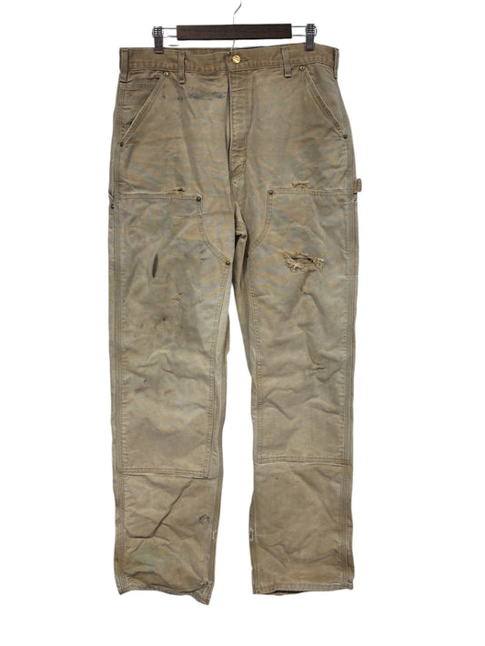 Vintage Carhartt Distressed Brown Double Knee Carpenter Pants Size 36x34
