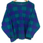 Vintage 90's Checkered Multicolor Green Blue Sweater Size Large