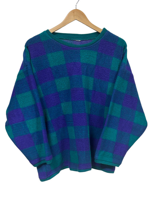 Vintage 90's Checkered Multicolor Green Blue Sweater Size Large