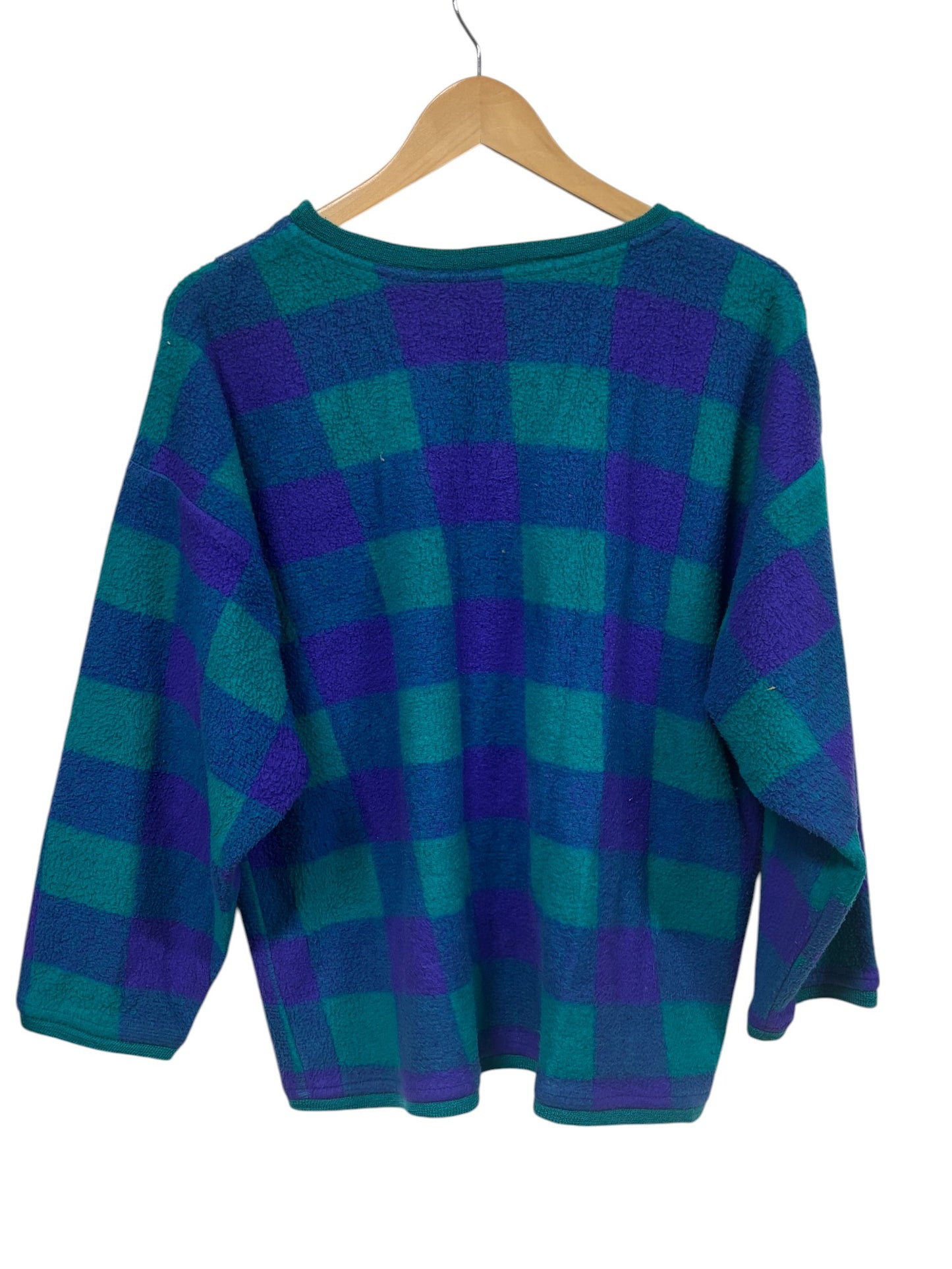 Vintage 90's Checkered Multicolor Green Blue Sweater Size Large