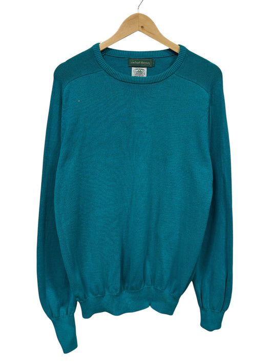 Vintage 90's Sea Island Cotton Knit Blue Sweater Size Large