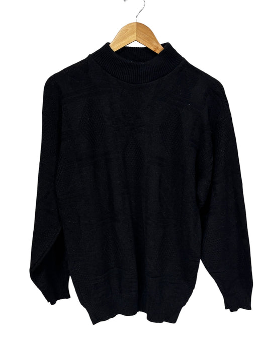 Vintage 80's Black Mock Neck Knit Sweater Size Medium