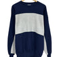Vintage 90's Navy Blue Grey Color Block Crewneck Sweater Size Large