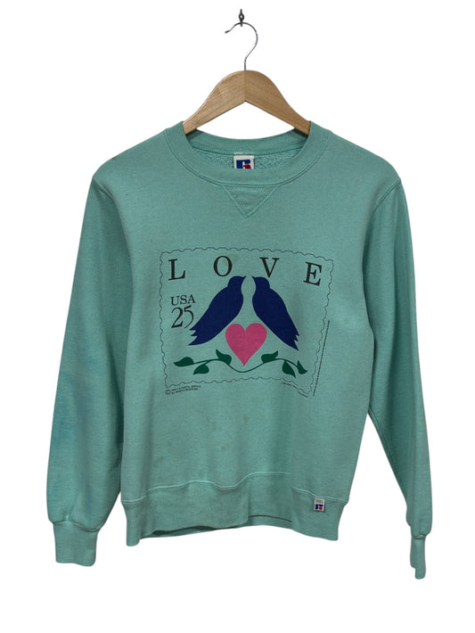 Vintage 80's Postal Service Love Stamp Crewneck Sweater Size Small
