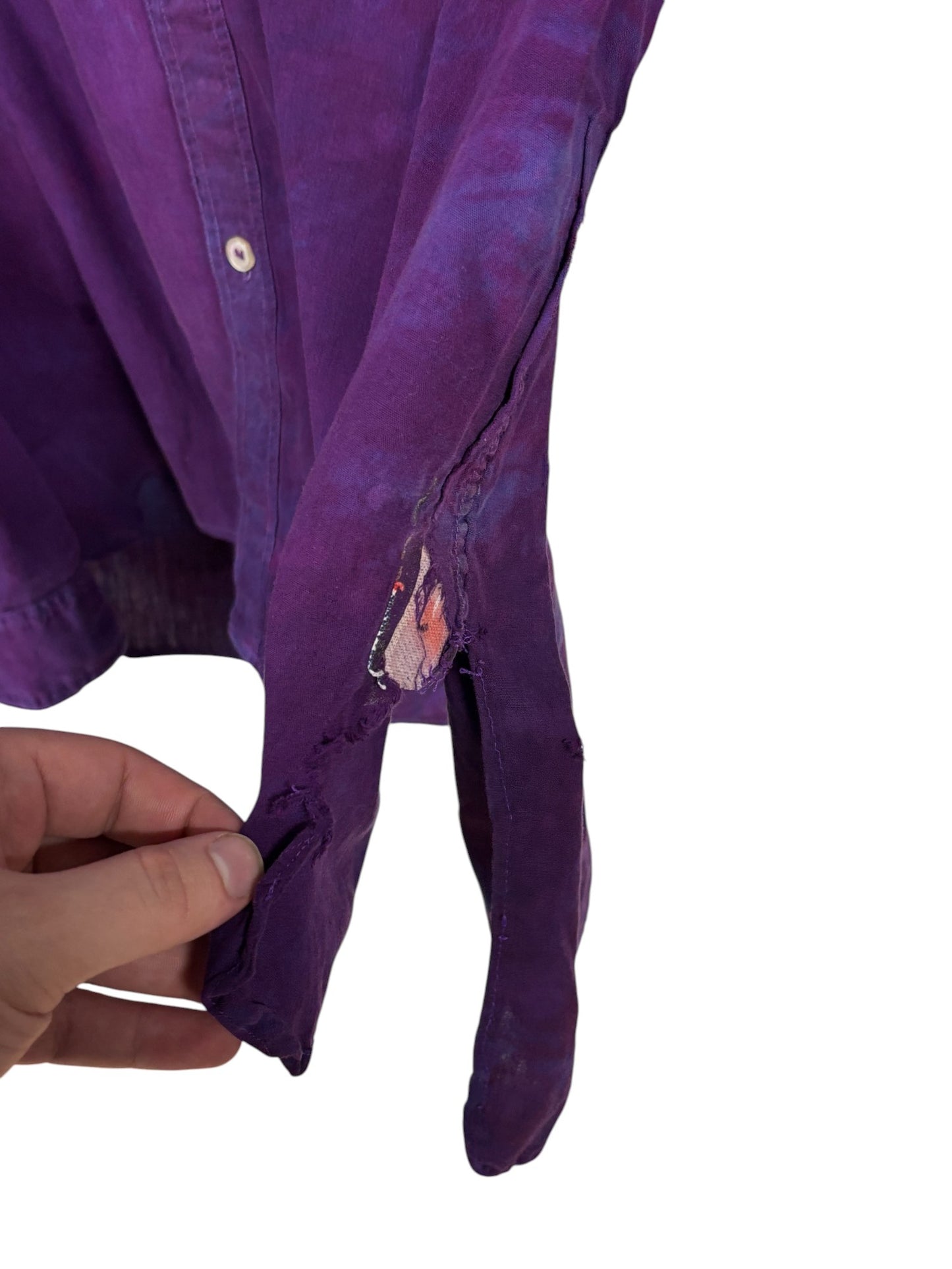 Vintage 90's Pepe Purple Tie Dye Button Up Shirt Size Large