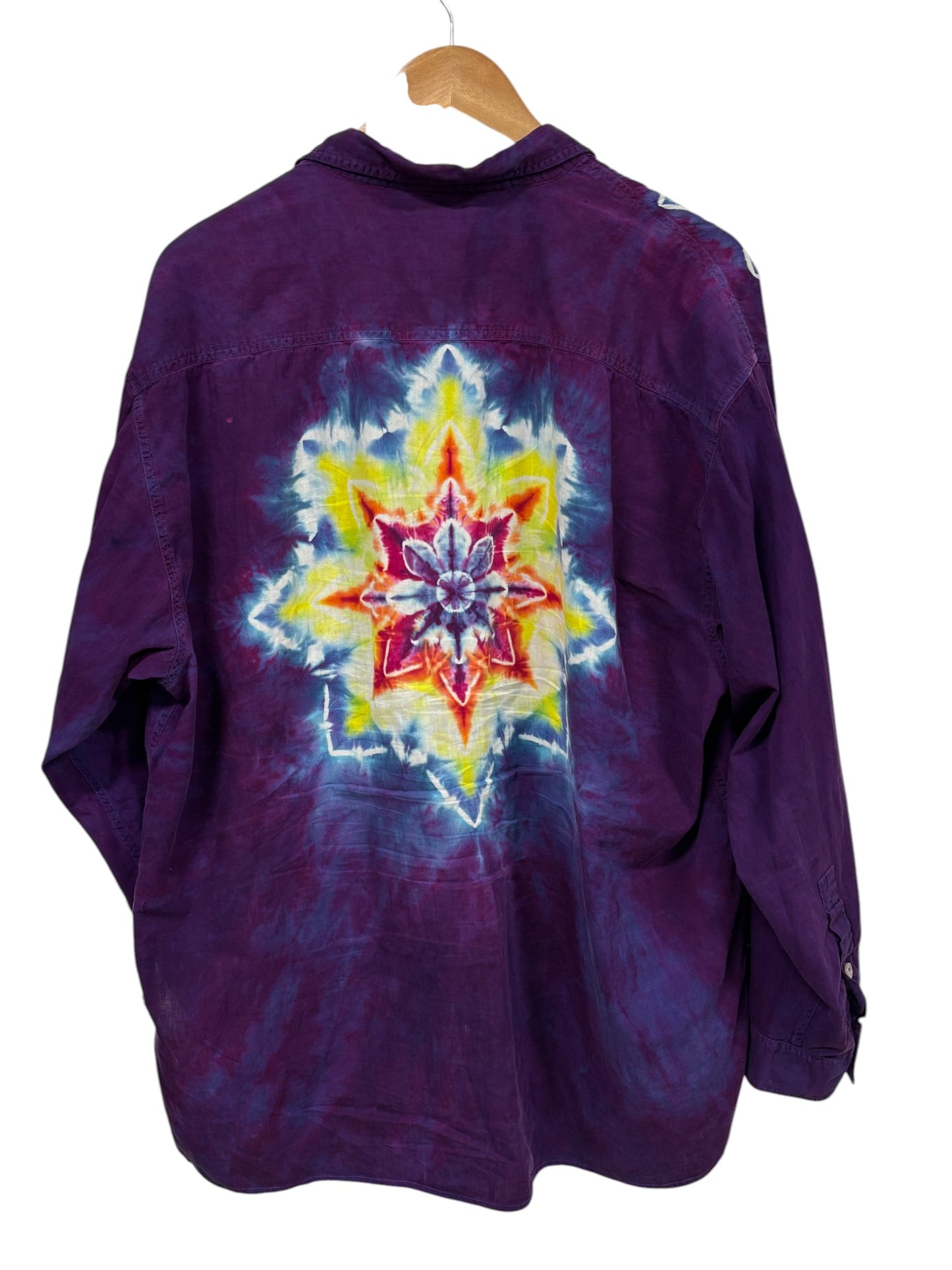 Vintage 90's Pepe Purple Tie Dye Button Up Shirt Size Large