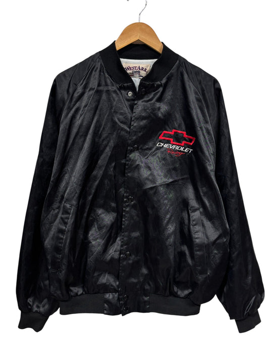 Vintage Chevrolet Racing Black Bomber Jacket Size XL