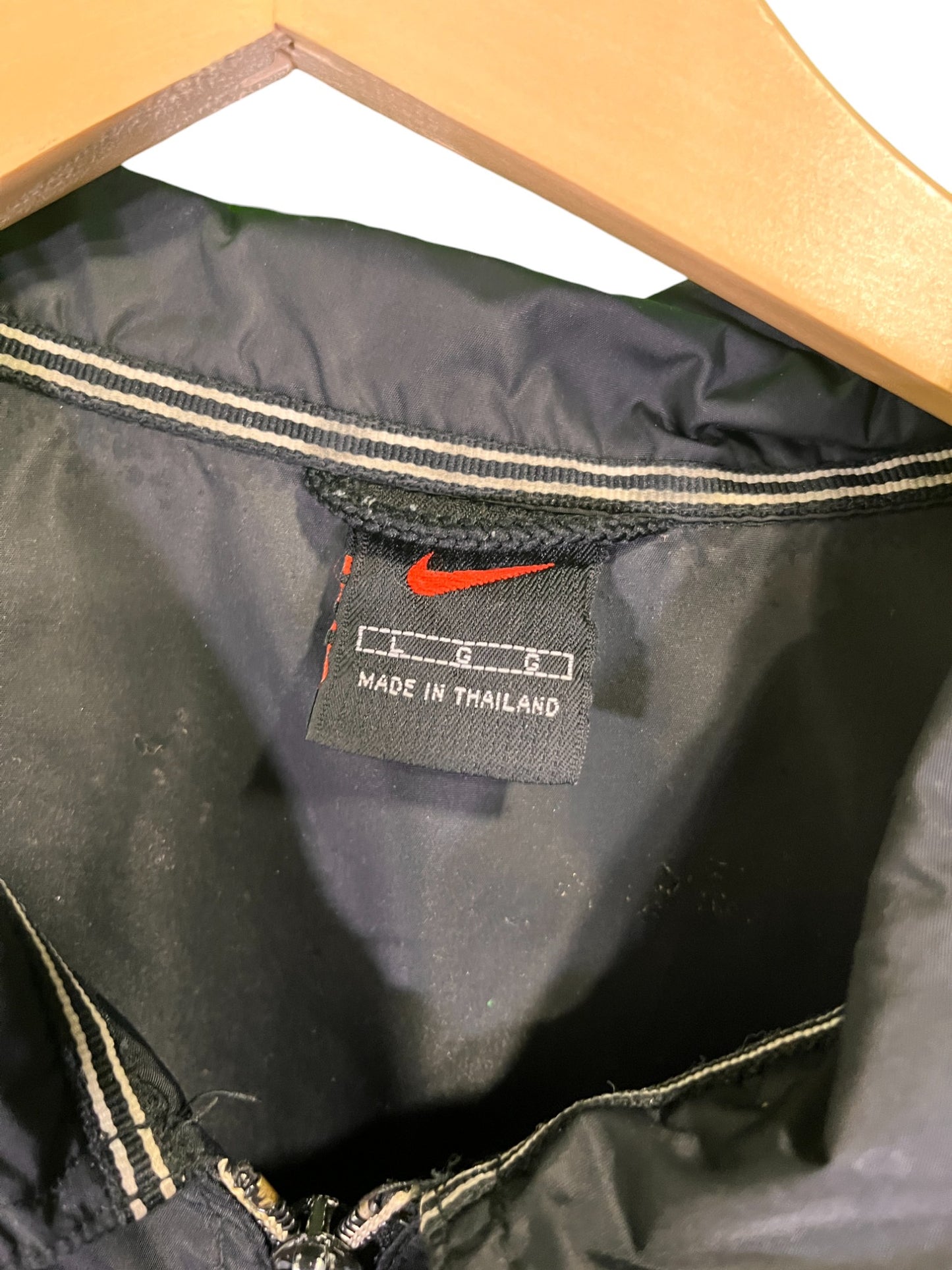 Vintage 90's Nike Black White Full Zip Windbreaker Track Jacket Size Large