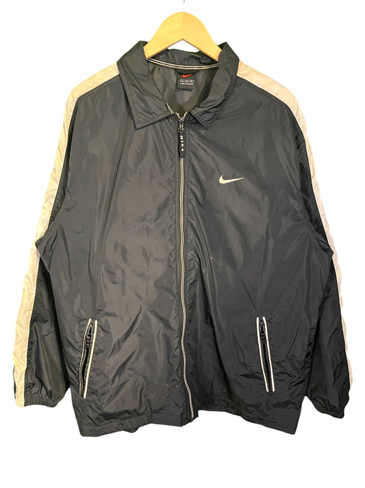 Vintage 90's Nike Black White Full Zip Windbreaker Track Jacket Size Large