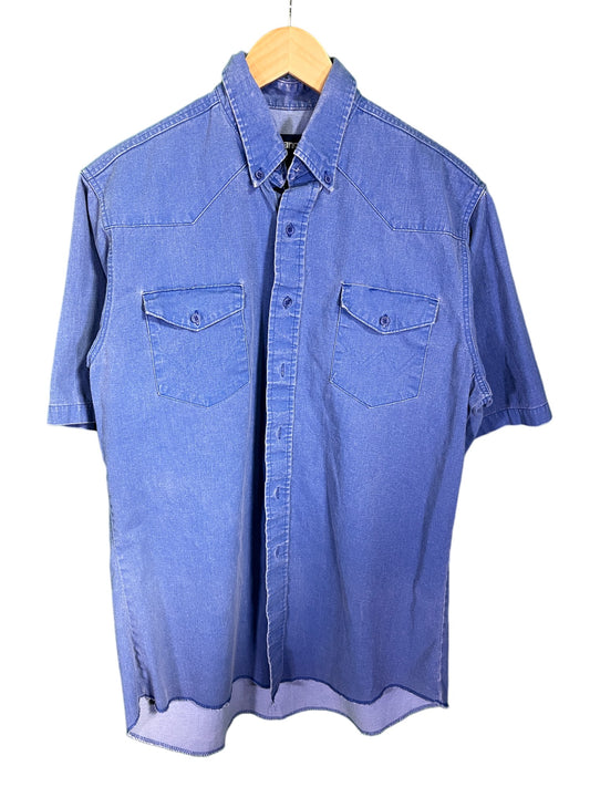 Vintage Wrangler Denim Short Sleeve Western Style Shirt Size Large