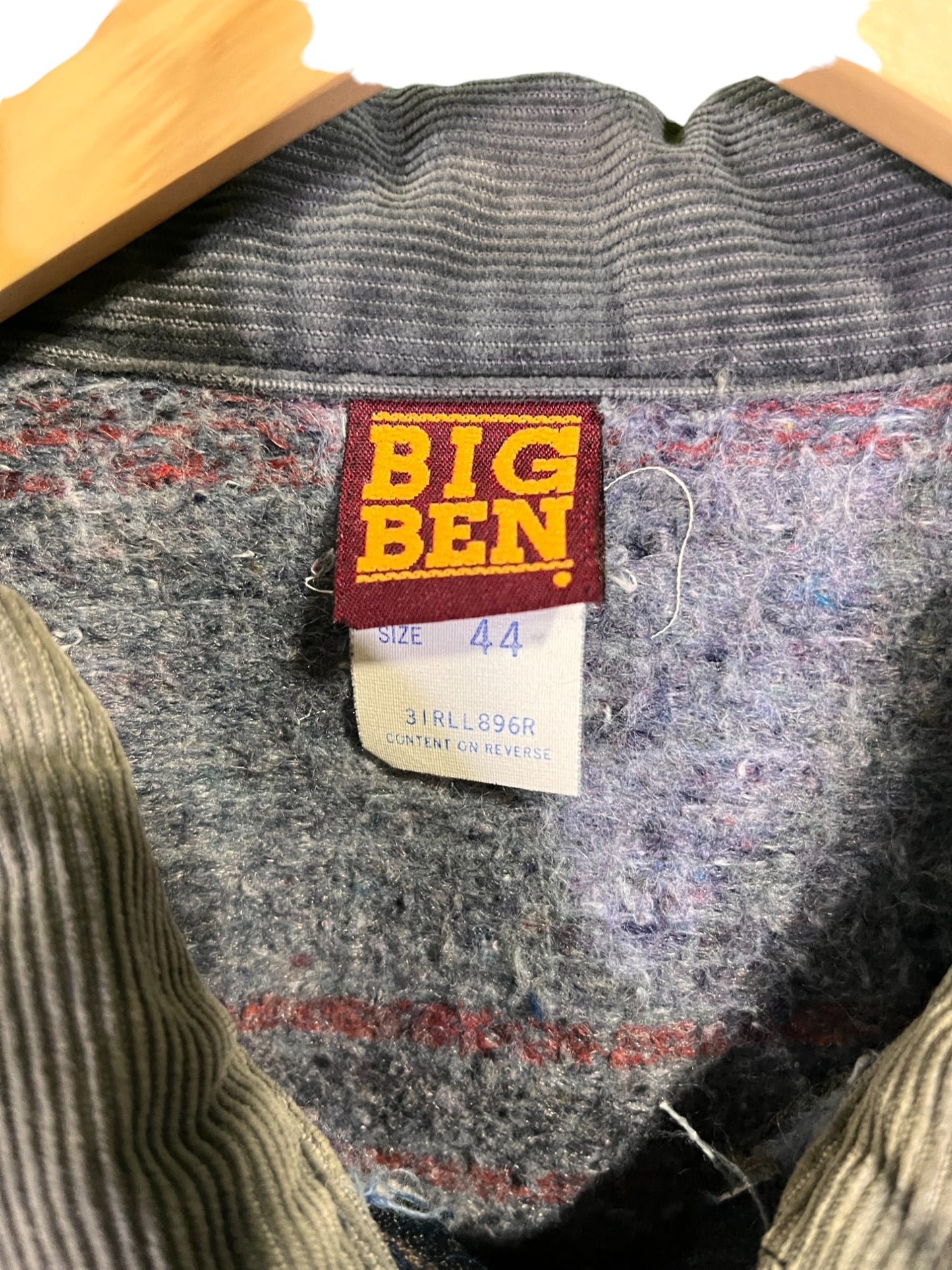 Vintage Big Ben Blanket Lined Denim Work Trucker Jacket Size Large