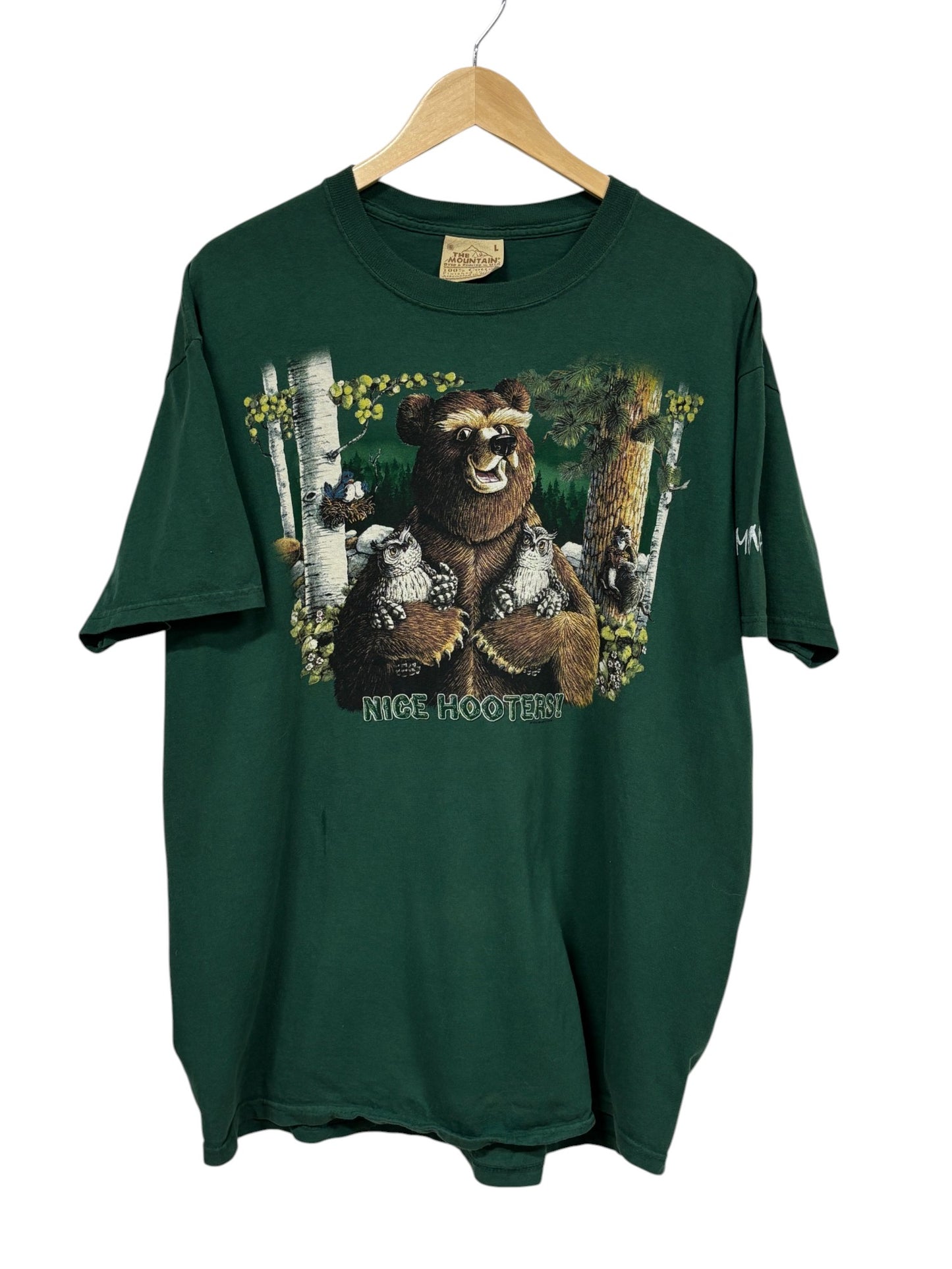 Vintage The Mountain Grizzly Bear Owls Nice Hooters Nature Tee Size Large