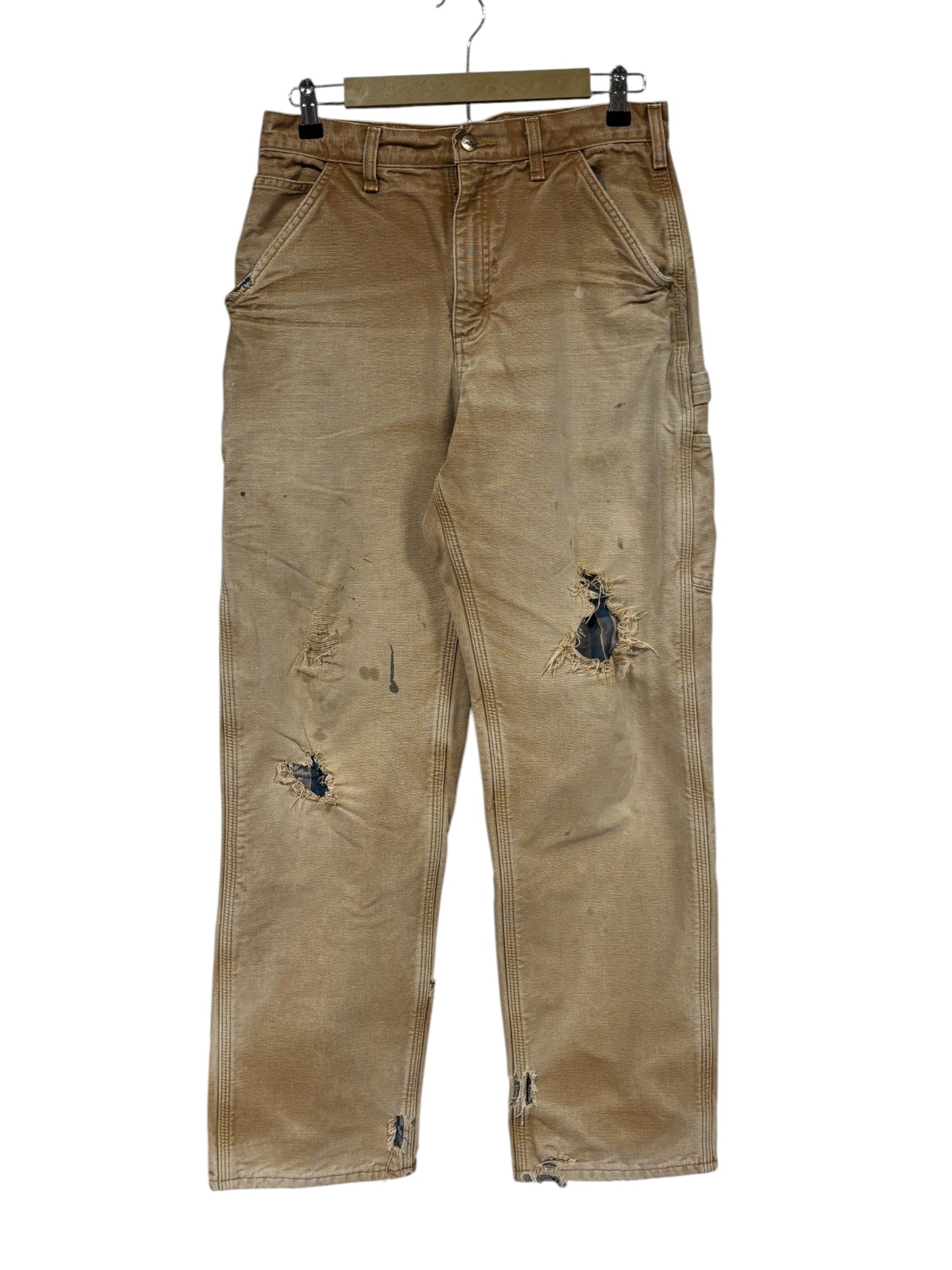 Vintage Carhartt Flannel Lined Distressed Carpenter Pants Size 31x32