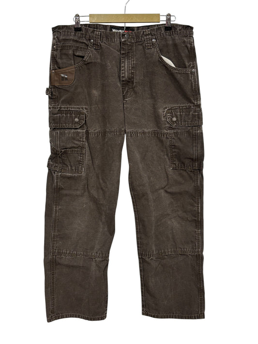Vintage Wrangler Riggs Heavy Duty Brown Carpenter Pants Size 37x30