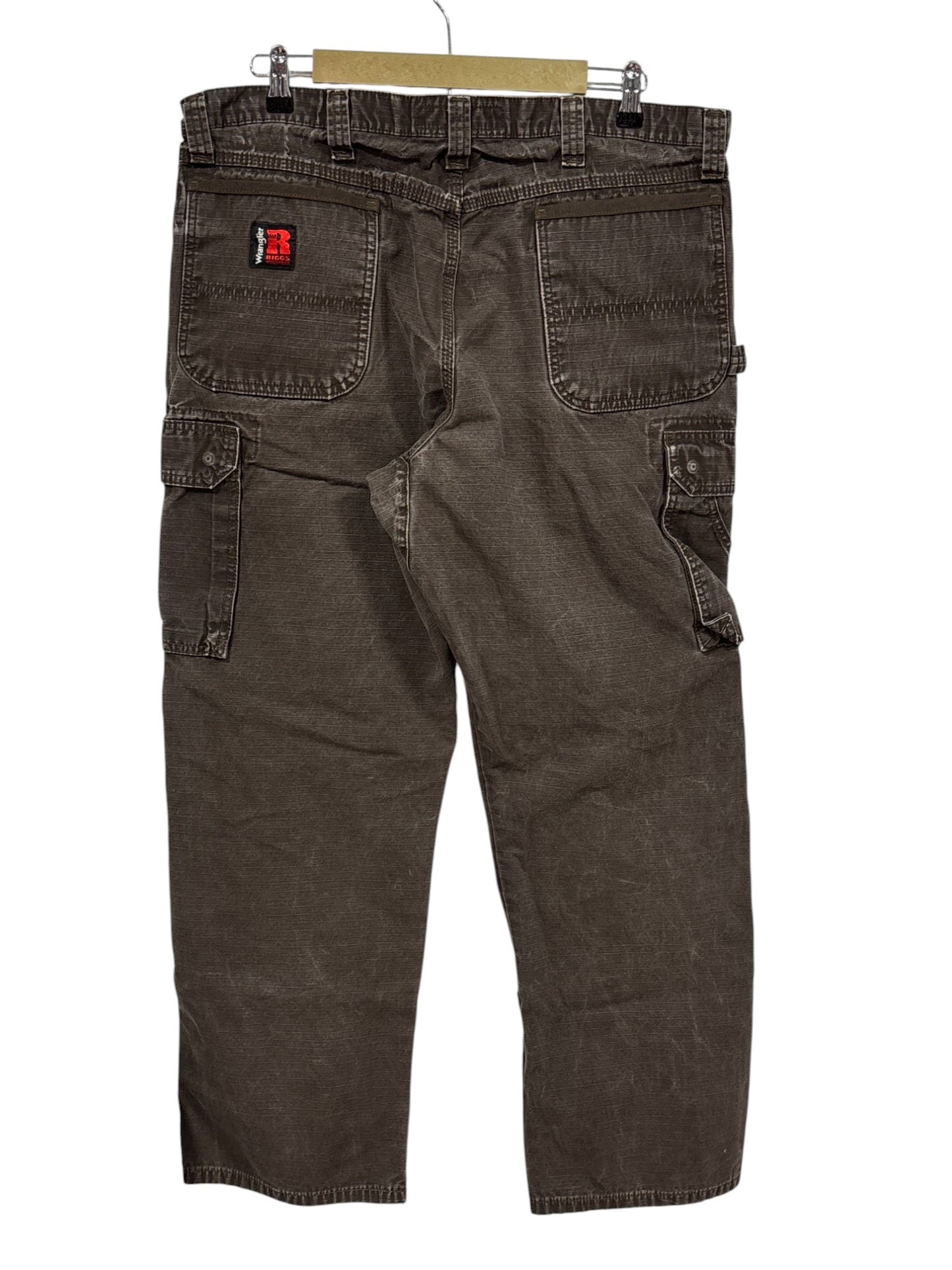Vintage Wrangler Riggs Heavy Duty Brown Carpenter Pants Size 37x30