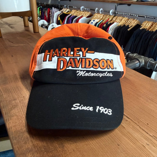 Harley Davidson Motorcycles Orange Black Hat