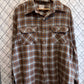 Vintage Big Mac Distressed Plaid Button Up Long Sleeve Shirt Size XL