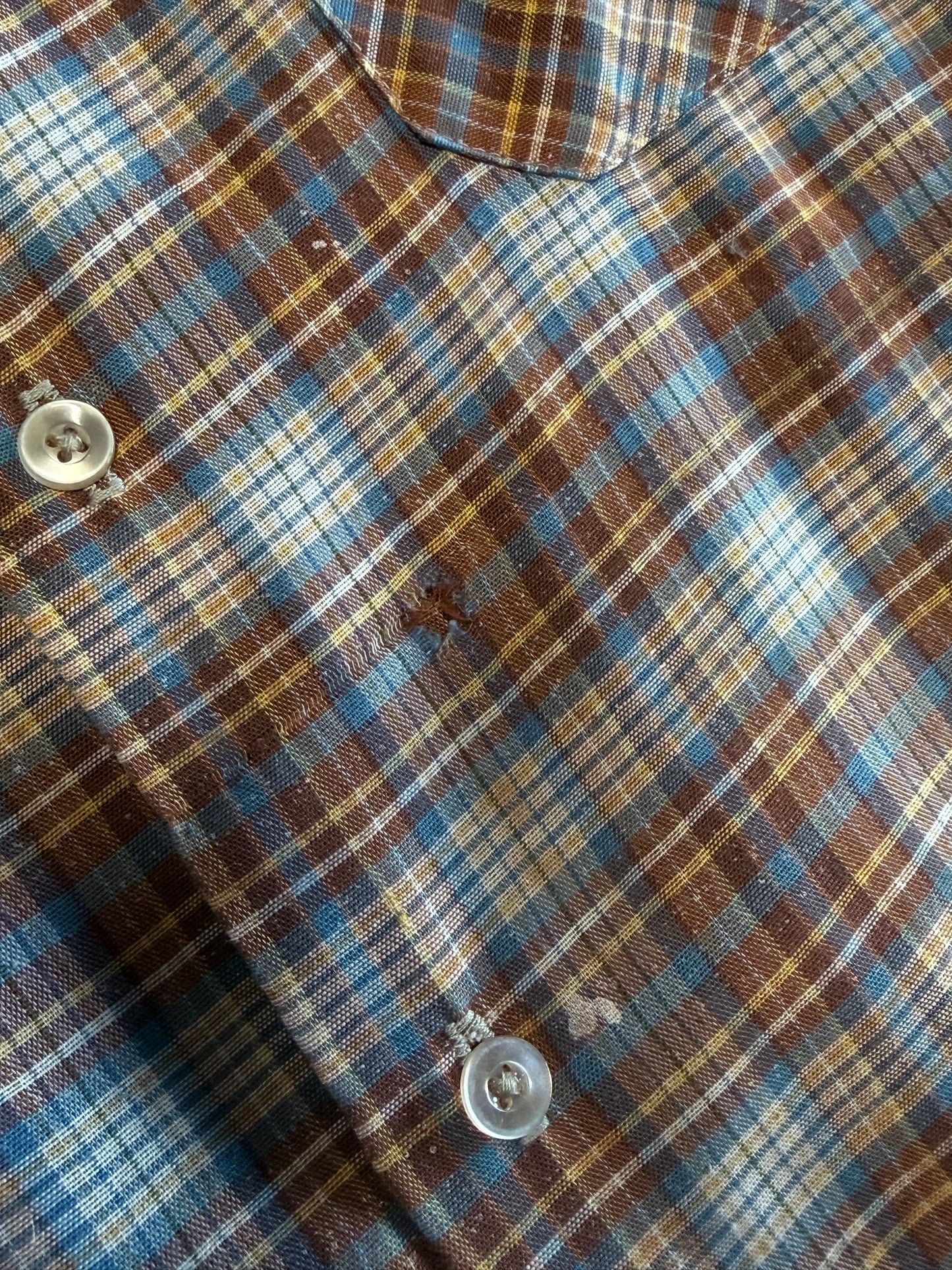 Vintage Big Mac Distressed Plaid Button Up Long Sleeve Shirt Size XL