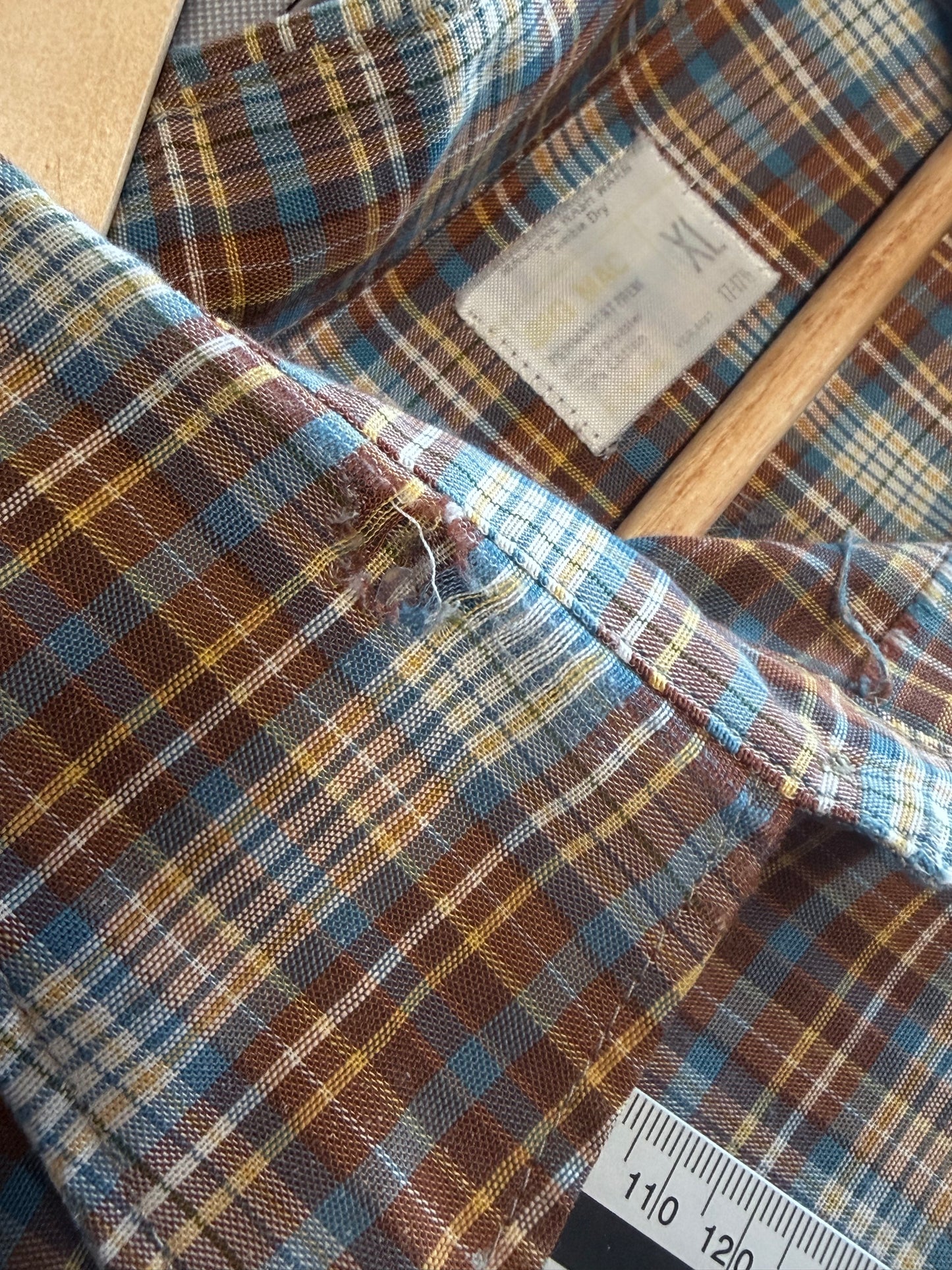 Vintage Big Mac Distressed Plaid Button Up Long Sleeve Shirt Size XL