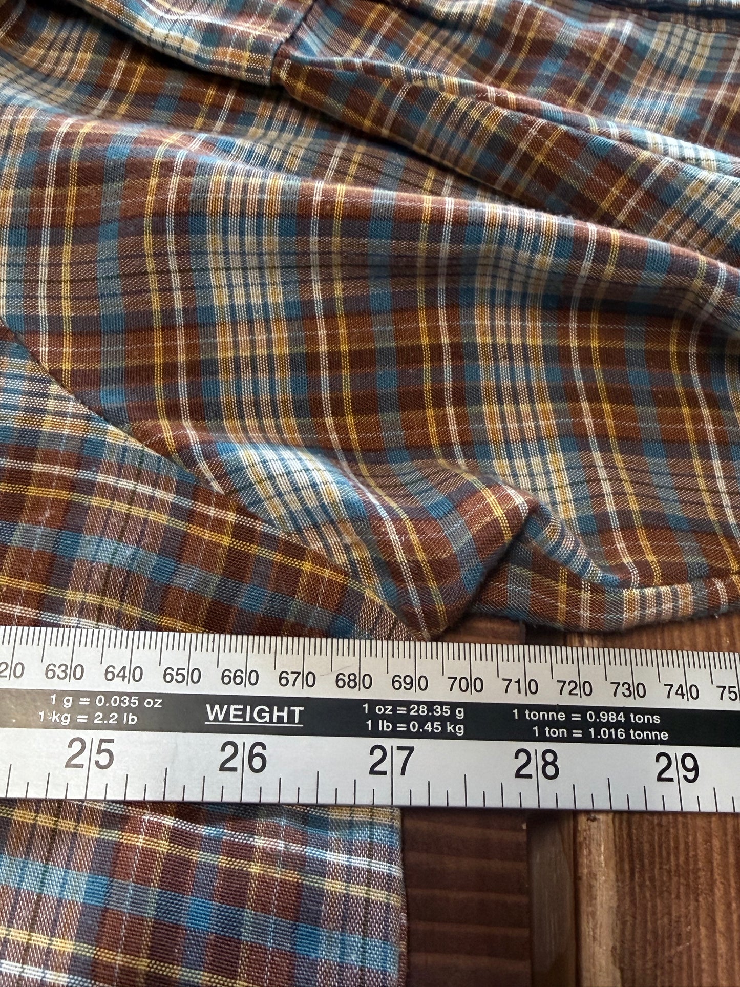Vintage Big Mac Distressed Plaid Button Up Long Sleeve Shirt Size XL