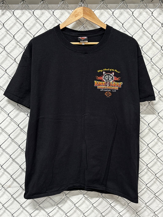 Harley Davidson Lone Wolf Biker Graphic Tee Size Large