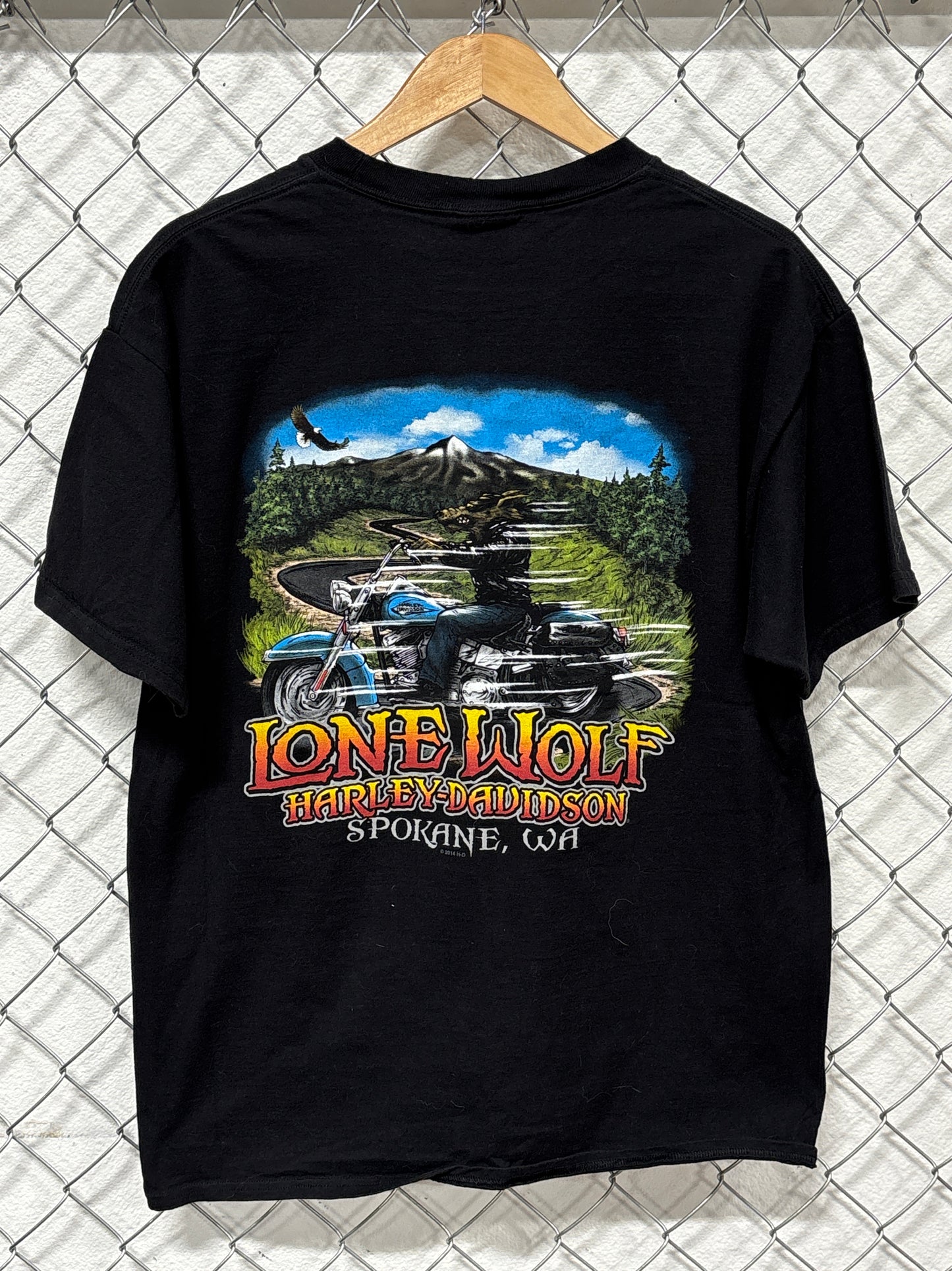 Harley Davidson Lone Wolf Biker Graphic Tee Size Large