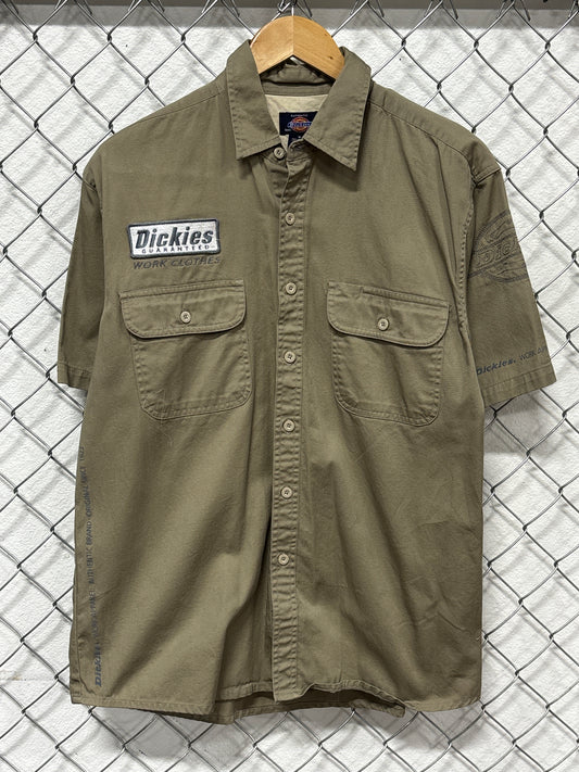 Dickies Mechanic Style Biker Short Sleeve Button Up Shirt Size Medium